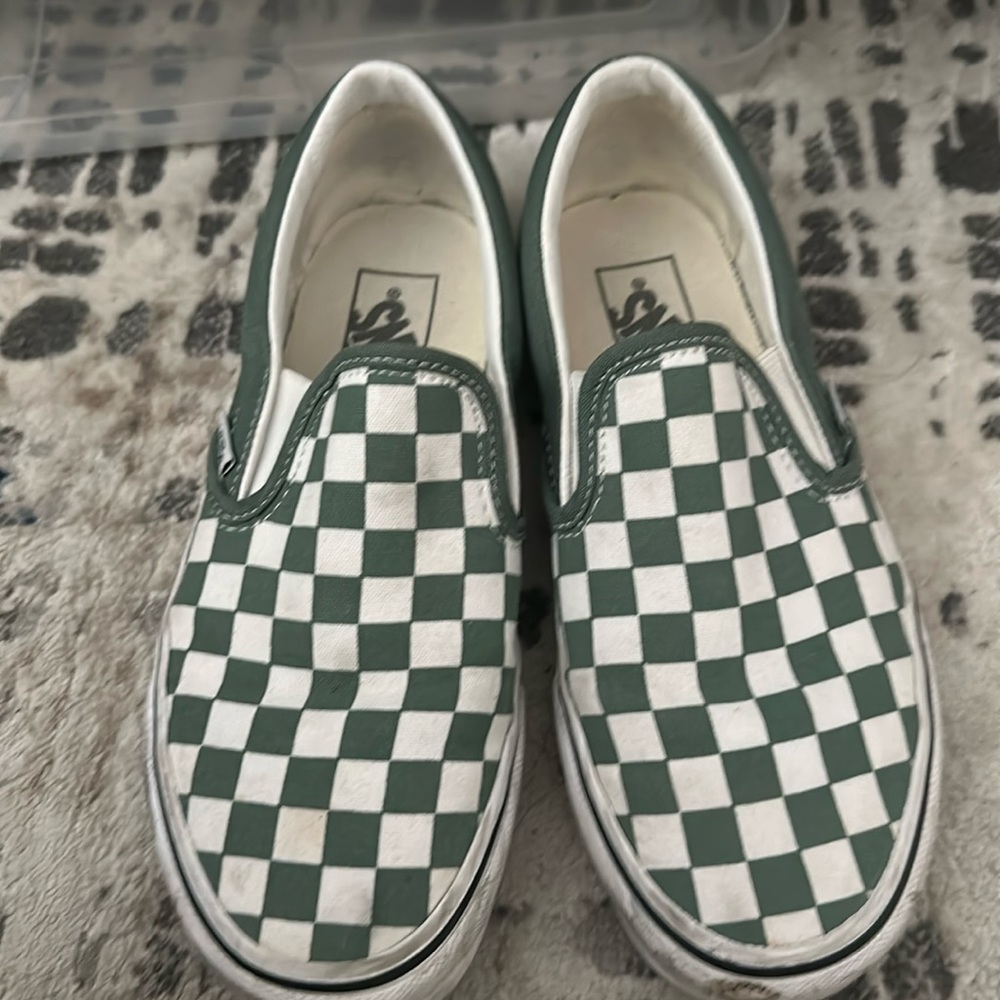 Vans checkered green